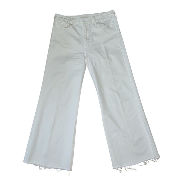MOTHER White Flare Wide Leg Jeans with Frayed Hem - Picture 2 of 14